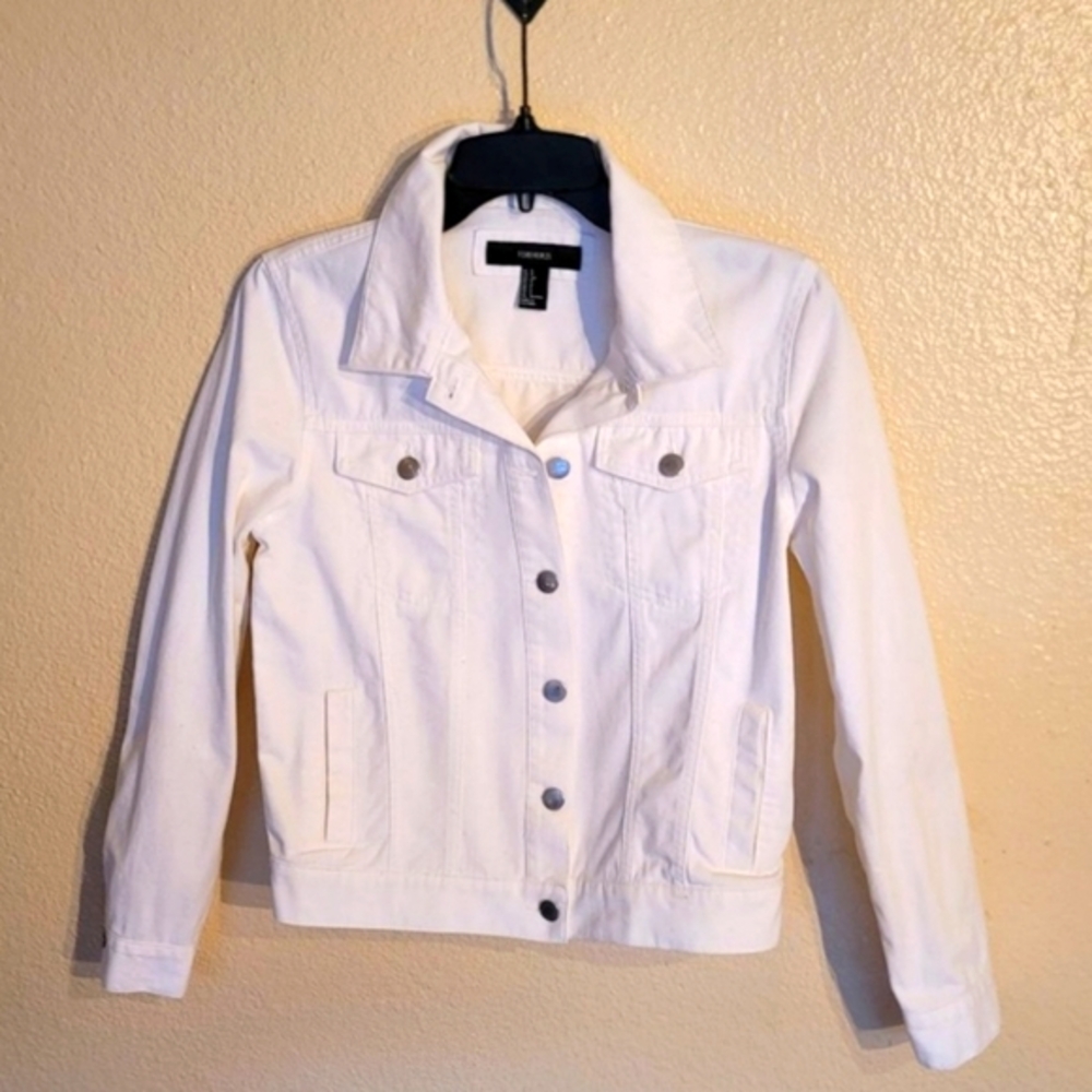 Forever21 White Jean Jacket Size Small Denim